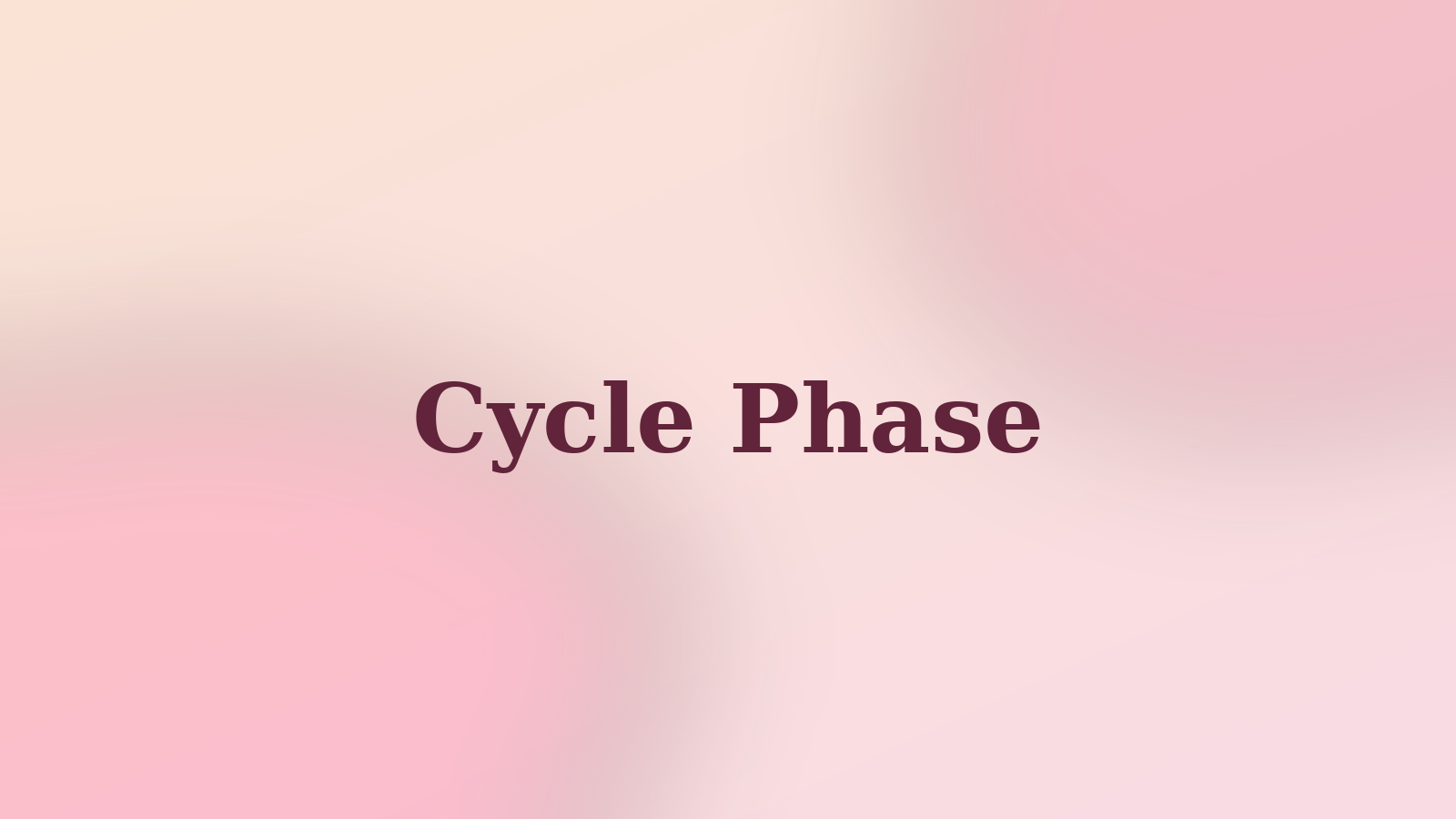 Warm cycle phase illustration with the words Cycle Phase and soft pink cycle-inspired shapes.