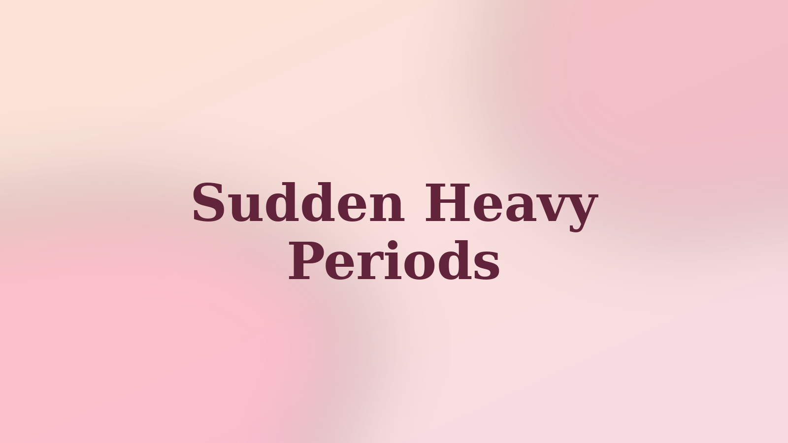 Abstract warm-toned illustration for sudden heavy periods after 40 with burgundy headline text